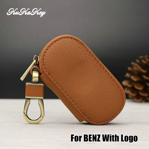 Leather Car Key Bag Case Cover Key Holder For Mercedes Benz W203 W210 W211  W124 W202 W204 AMG Car Accessories