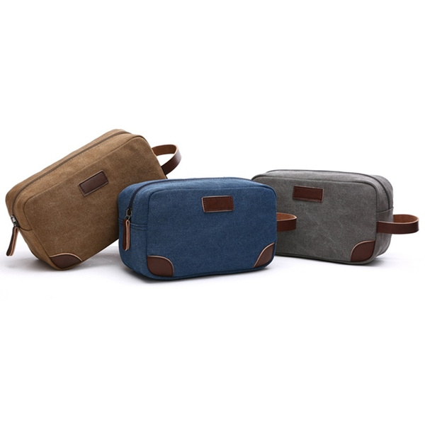 Men's Travel Toiletry Organizer Bag Canvas Shaving Dopp Kit TSA