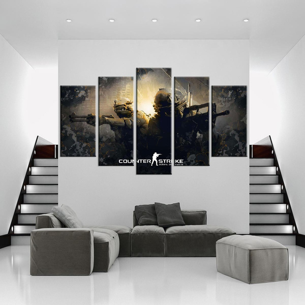 Large 40 X 24 5 Panels Counter Strike Global Offensive Art Canvas Print Cs Go Wall Home Decor Interior No Frame Wish