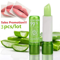 3pcs New Aloe Vera Moisturizing Lip Stick Lipstick Color Mood Changing Long Lasting 