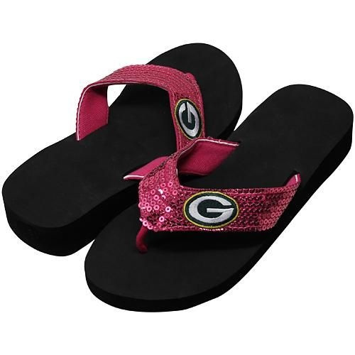 Green Bay Packers Pink Sequin Women s Flip Flops Wish