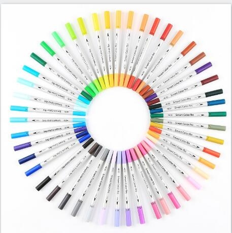 NEW 12/ 60 Colors Dual Tip Brush Pens Art Markers by Tanmit, 0.4mm Fine  liners & Brush Tip Highlighters Watercolor Pens Set with Round Case for  Adult Coloring Books