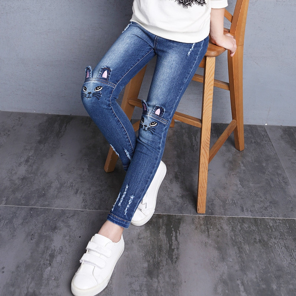 SAYOO Spring Summer Kids Girls Jeans Fashion Children Girls Pants Denim  Trousers High Waist Jean High Quality Age for 1-6Year - Walmart.com