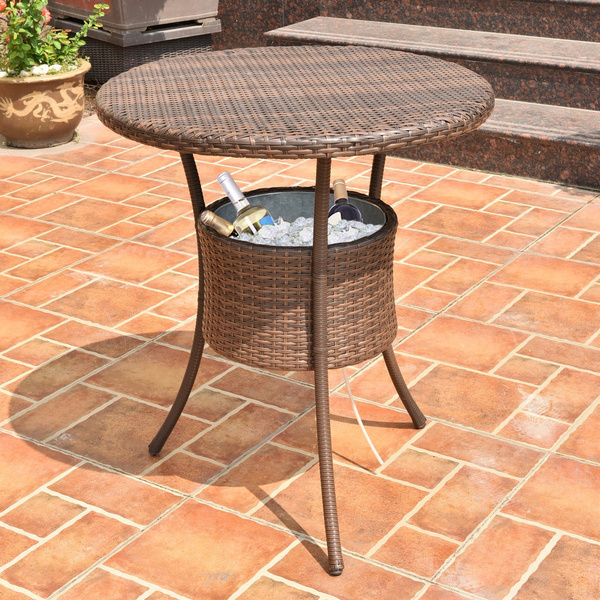 Outdoor Patio Rattan Ice Cool Bar Party, Patio Ice Cooler Table