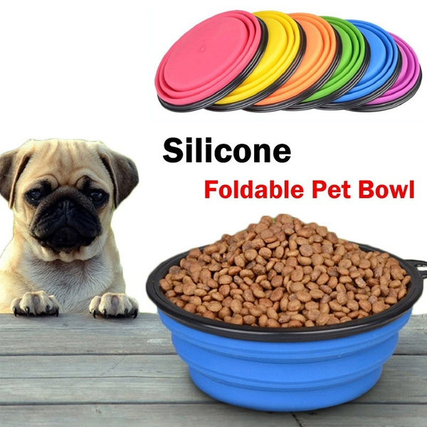 New Big Size Silicone Portable Foldable Puppy Feeding Bowl Outdoor