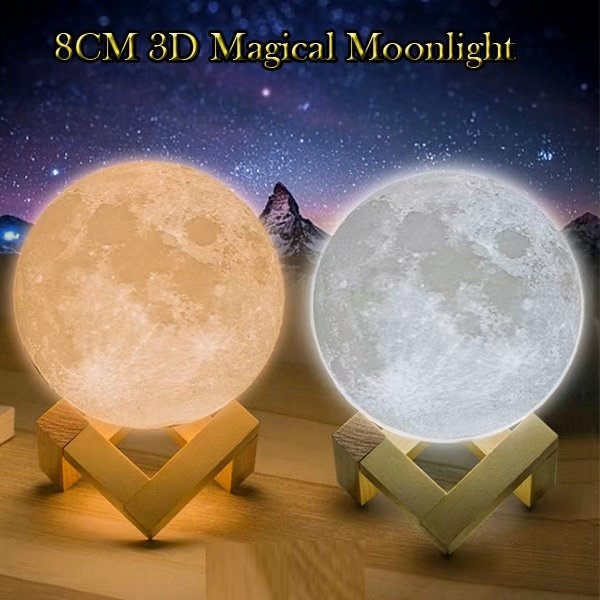 blushinsta Moon Light Night Light for Kids Gift for Women USB Charging and  Touch Control Brightness 3D Printed Warm and Cool White Lunar Lamp Night  Lamp (19 cm, White) Table Lamp Price