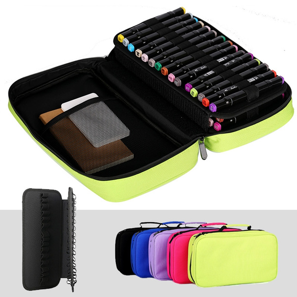 Stationery Art Marker Pens Portable Case Detachable Holder Naeker Carrying  Bag Sketch Tools Storage Organizer Bag Lipstick Case 40 Slots 60 Slots