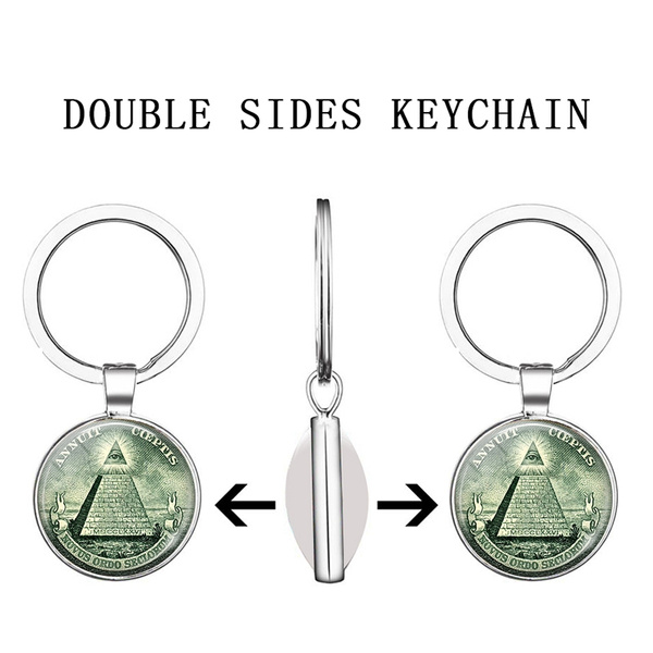 Handmade Double Sided Silver Key Rings - Glass Dome Pendant ...