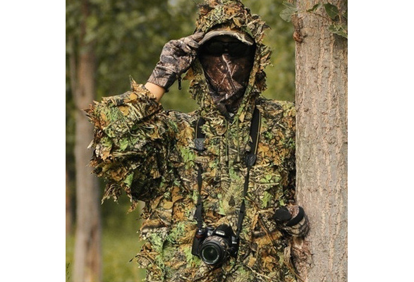 6639 New Bionic Camouflage Hunting Clothes Leaf Waterproof Jacket +Pants  suit