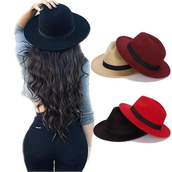 Fashion Superstar Autumn Wide Brim Vintage Wool Felt Hats Women Fedora Men  Hat Jazz Hats Sombrero Chapeau Femme
