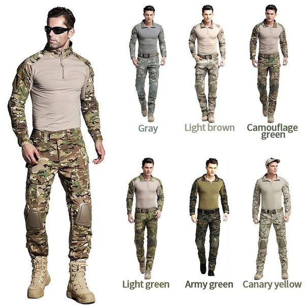 Outdoor Sport Military Uniform Multicam Army Combat Shirt Uniform Tactical  Pants Camouflage Suit Hunting Clothes Suit With Knee Pads