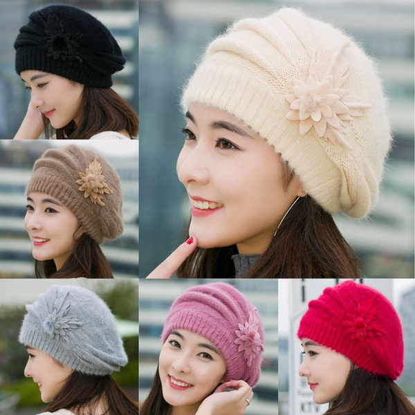 Moda Donna Primavera Cappelli Invernali Berretti Fiore Protezione Lavorata  A Maglia Crochet Del Cappello Orecchio Protezione Casuale Cap Chapeu  Feminino Regalo Di Natale #4 | Wish