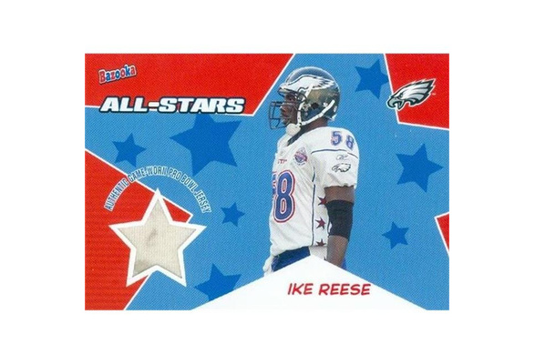 Autograph Warehouse 343195 Ike Reese Player Worn Jersey Patch Football Card  - Philadelphia Eagles 2005 Topps Bazooka All Stars No. BAIR