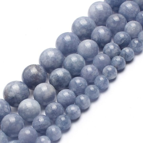 Natural Stone Purple Jades Angelite Loose Spacer Round Beads For