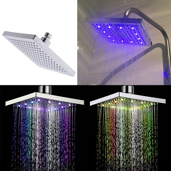 Home Bathroom Shower Heads Accessories Automatic Changing Color Led Light Head Rain Square Glow Best Water Top Handheld Ceiling Mount - What Color Led Light For Bathroom