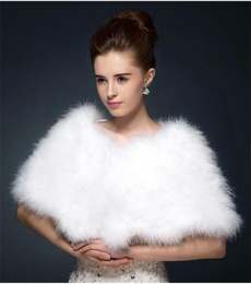 fur coat, Bridal wedding, ostrichfeather, dressaccessory