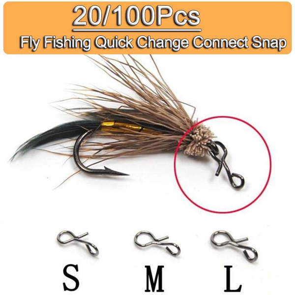 20/100Pcs Fly Fishing Snap Quick Change for Hook Lures Carbon Steel