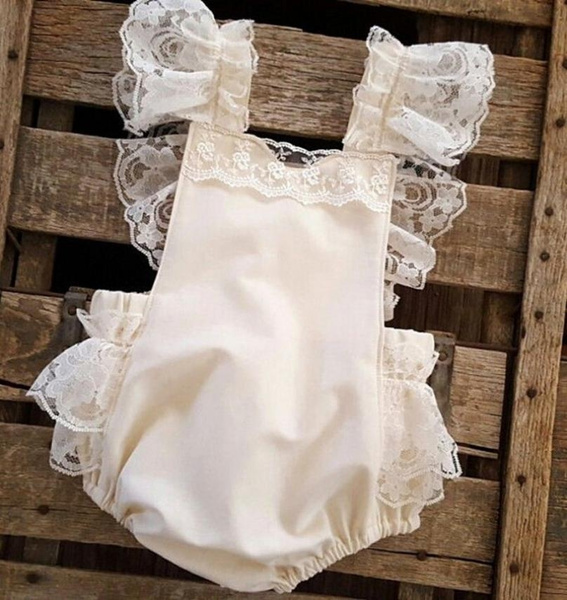 white lace newborn romper