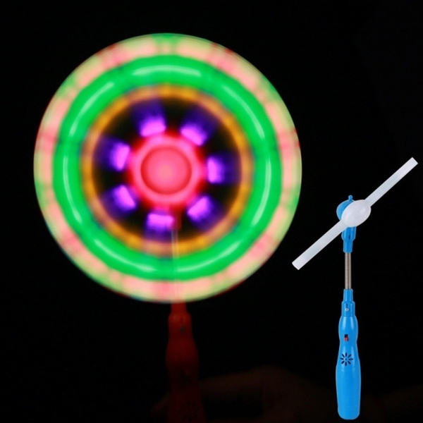 For Autism Child LED Sensory Toy Swivel Fan Wand Rainbow Windmill Light Flashing 