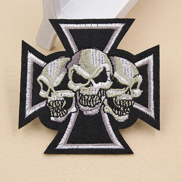 Embroidery Skull Sew Iron on Patch Badges Punk Rock Biker Embroidered Bag  Hat T-Shirt Applique