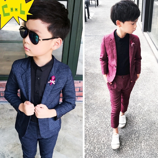Little Boys Two-piece Suits Ring Bearer Kids Suit Jacket + Suit Pants ...