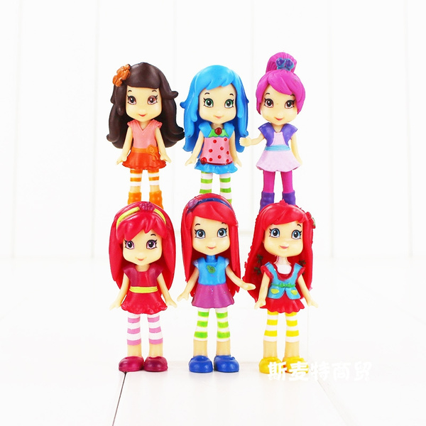6PCS/Set 8Cm Polly Pocket Doll Action Figure Strawberry Princess Doll Cake Micro