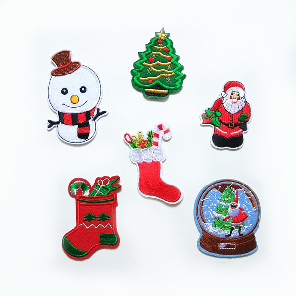 20pcs Christmas Santa Snowman Tree Gift Collection Iron-on or Sew-on Embroidered patch Motif Applique Christmas Festival 