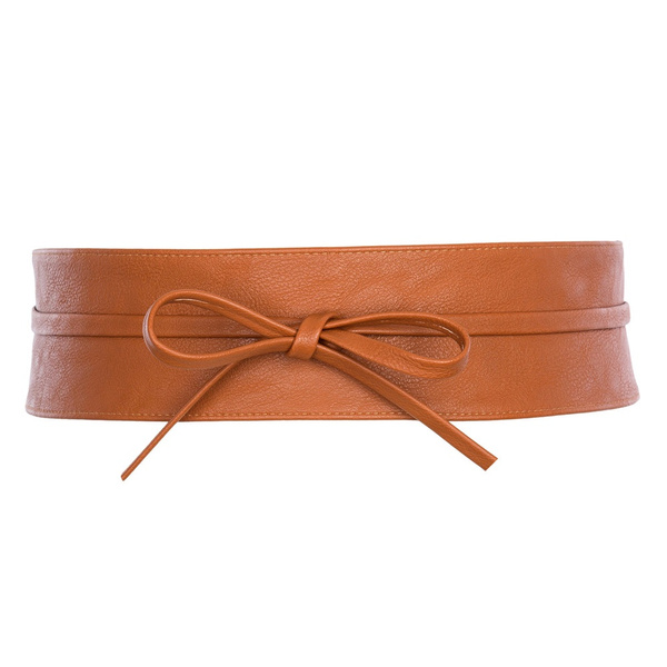MRULIC belts for women Fashion Lady Wide Belts Women Wide Elastic Belt  Buckle Waist Dress Stretch Brown + One size 