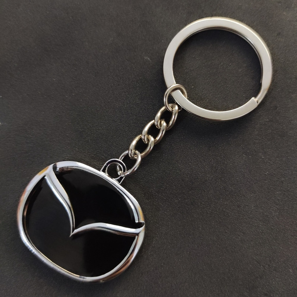 Reflective Chrome 3D Logo Keychain Metal Keyring Keyfob Key Chain Fits MAZDA Car 