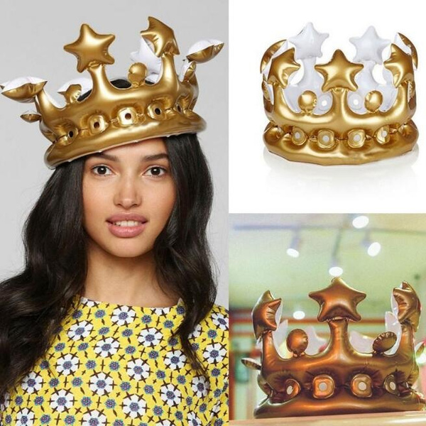 Inflatable Crown Birthday Party Hats Inflated CosPlay Tools Stage Props Kids Best Gift Party 2 Pack