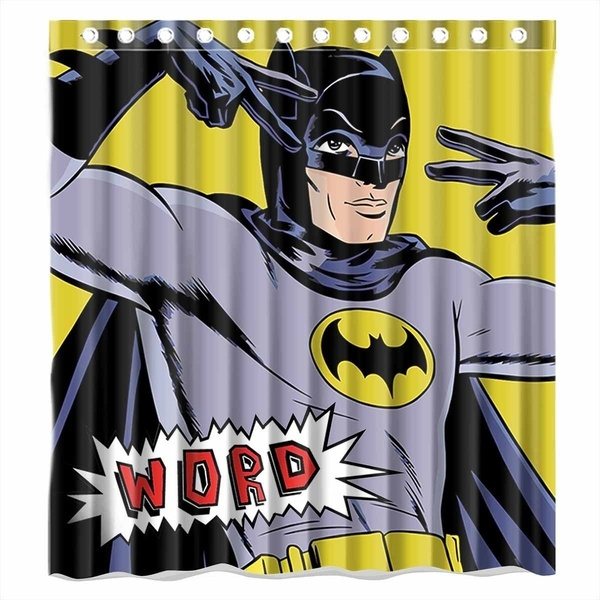 Custom Batman Word Waterproof Polyester, Superhero Shower Curtain Fabric Waterproof