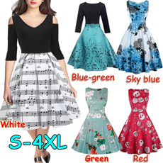 Swing dress, Plus Size, Print Dresses, Vintage Dresses