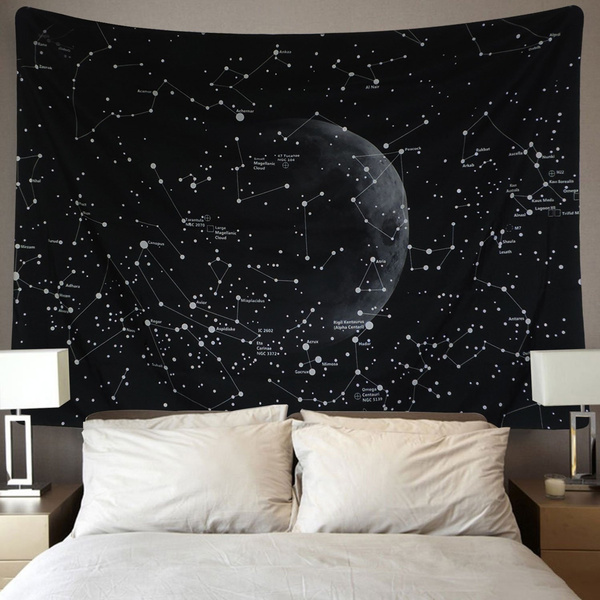 51.2x59.1 Inches Queen 130x150 cm Wall Hanging 3D Printing Starry Sky Psychedelic Tapestry for Bedroom Living Room Urbanstrive Not Fade Machine Washable Moon Tapestry