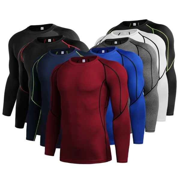 Compresión profesional Hombres Capa base Manga larga Camisa ajustada Top Ropa  deportiva | Wish