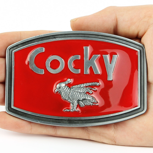 red pattern bird Cocky belt buckle Metal Cowboy biker Leather Belt