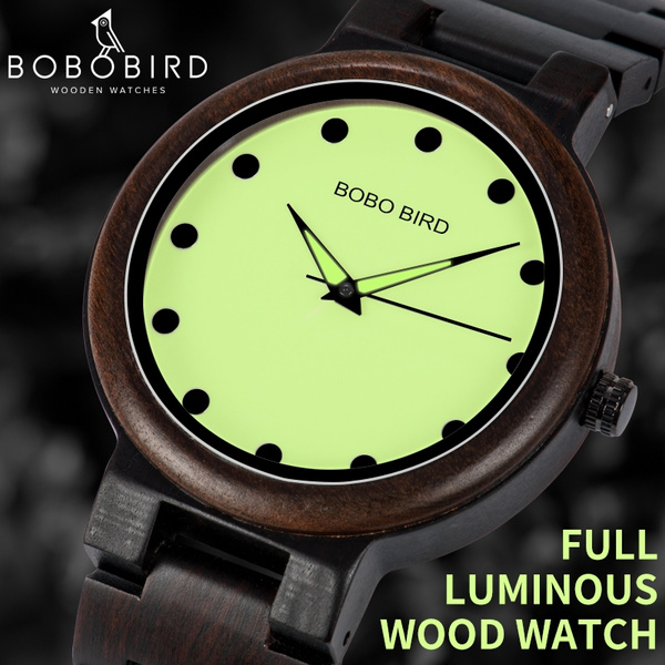 BOBO BIRD Men s Natural Handmade Wooden Watch High Quality Fashion Quartz Watch Luminous Watch