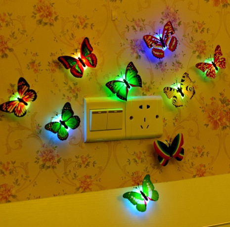 Details about   3D Colorful Changing LED Butterfly Night Light DIY Wall Stickers Room Home Decor 