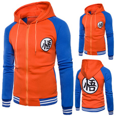 Men's Dragon Ball Z Cosplay Costume Hoodie Sweatshirts Zipper Cardigan Goku Kame Symbol Casual Baseball Jacket