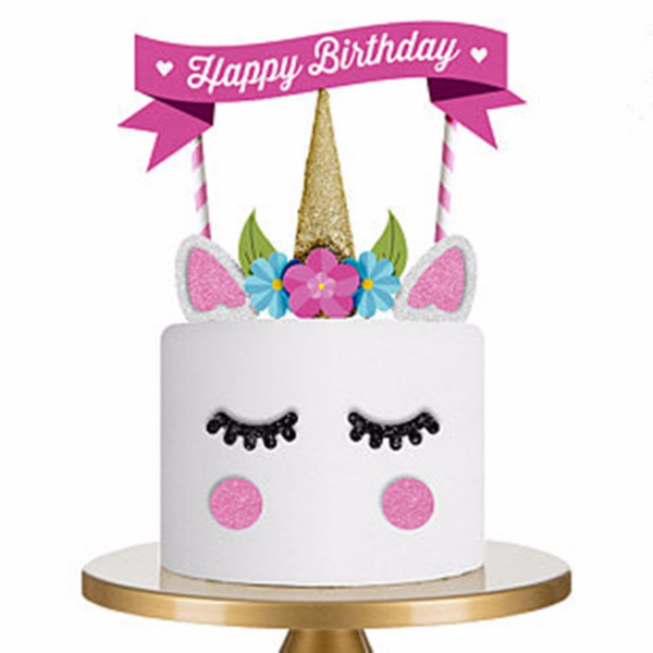 1 Set Unicorn Cake Topper Happy Birthday Candle Party Supplies Decor