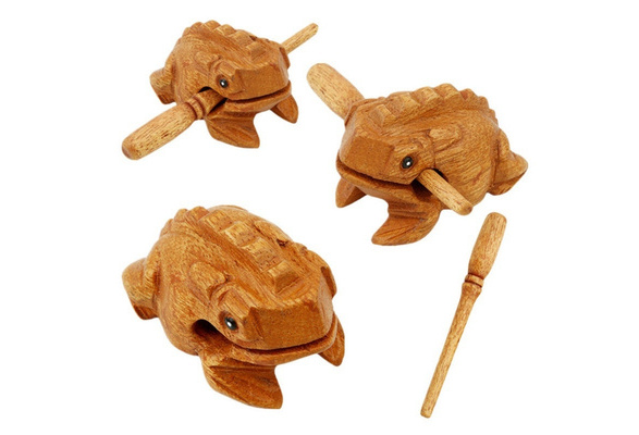 HIQUE Musical Instrument Tone Block 2 Wood Frog Guiro Rasp 4 4CM Musical Frog 6