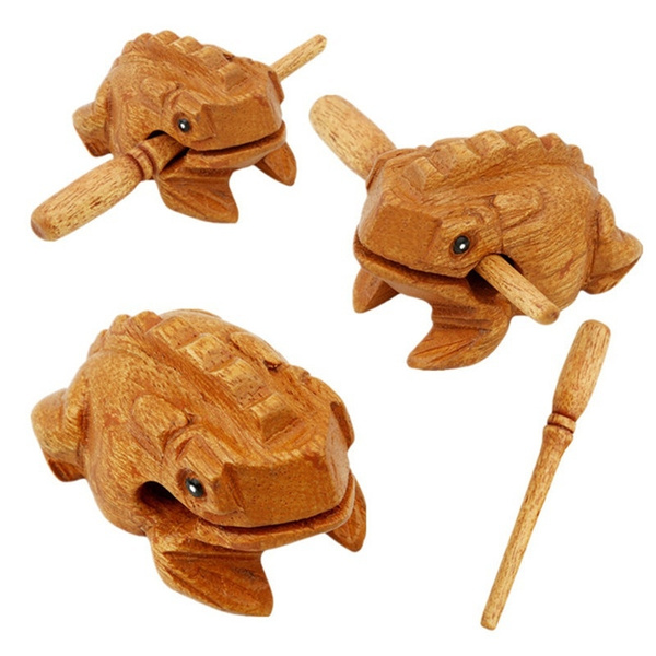 Wooden Frog Musical Instrument Handcraft Wood Toy Percussion Natural Frog V9V3 