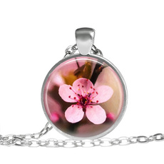 glassartjewelry, pink, Flowers, Jewelry