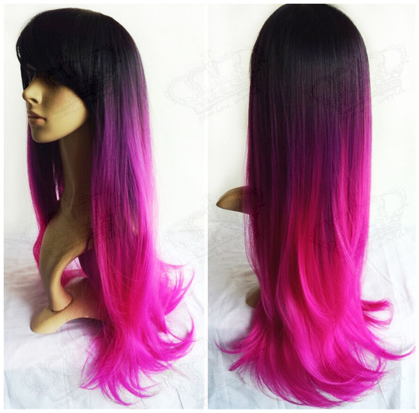 Hot Pink Long Straight Hair Cosplay 