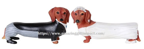 Pacific Giftware Lovely Wedding Bride and Groom Doxies Salt and Pepper Shaker Set Cute Dachshund Wiener Dog Tabletop Decoration