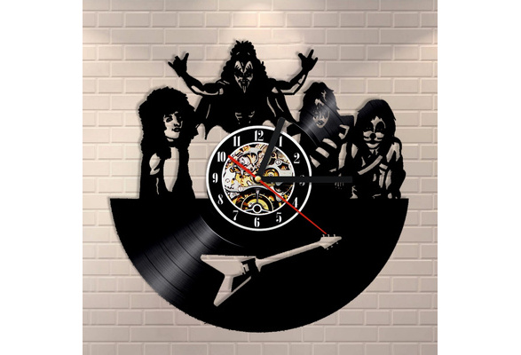 KISS Rock Band Vinyl Record Black Wall Clock Fan Art Birthday Gifts Home Decor 