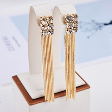 Women Fashion Crystal metal earring long Diamond Earrings Jewelry temperament