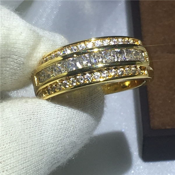 Two Tone Gold Mens Diamond Wedding Rings, Two Tone Gold Mens Wedding Bands,  6mm 14K White & Rose Gold Princess Cut Diamond Mens Wedding Ring - Etsy  Norway