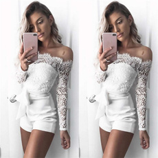 Women Rompers, Fashion, Lace, Long Sleeve