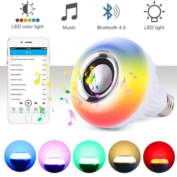 Wireless Bluetooth LED Light Speaker Bulb RGB 12W Music Playing lamp Remote