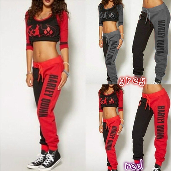 tracksuit bottoms and crop top